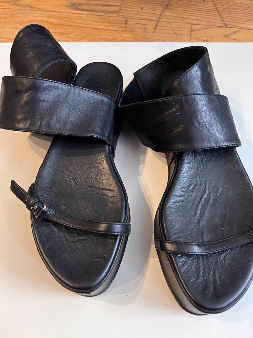 Ann Demeulemeester Black wedge platform sandals 37.5 - Picture 3 of 15